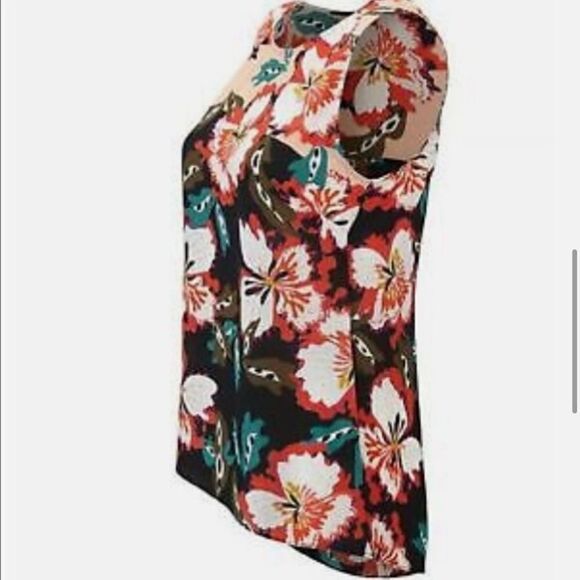 Cabi Black Red Colorful Hibiscus Floral Print Lightweight Sleeveless Tank Blouse - Picture 4 of 16